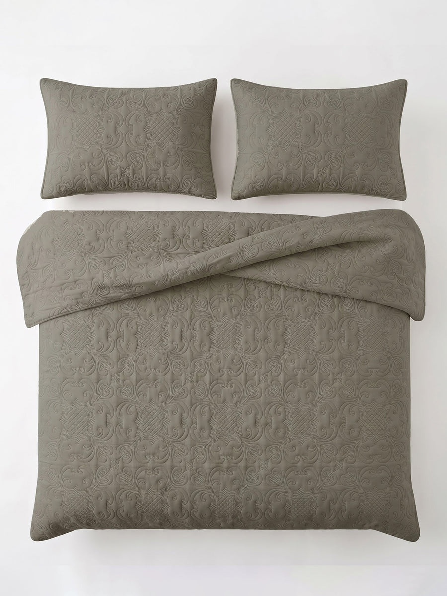 Sensation - Quilted King Bedcover Set with 2 Pillow Covers(Walnut) — view 6
