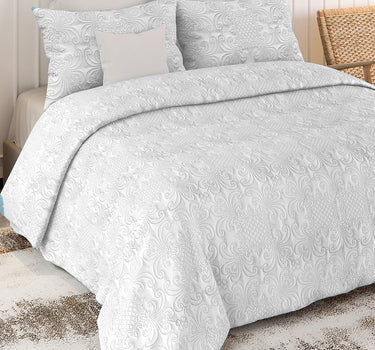 Sensation Quilted Bedcover cum AC comforter Set with 2 Pillow Covers.(White)