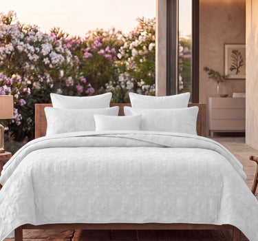 Sensation - Quilted King Bedcover Set with 2 Pillow Covers(White)