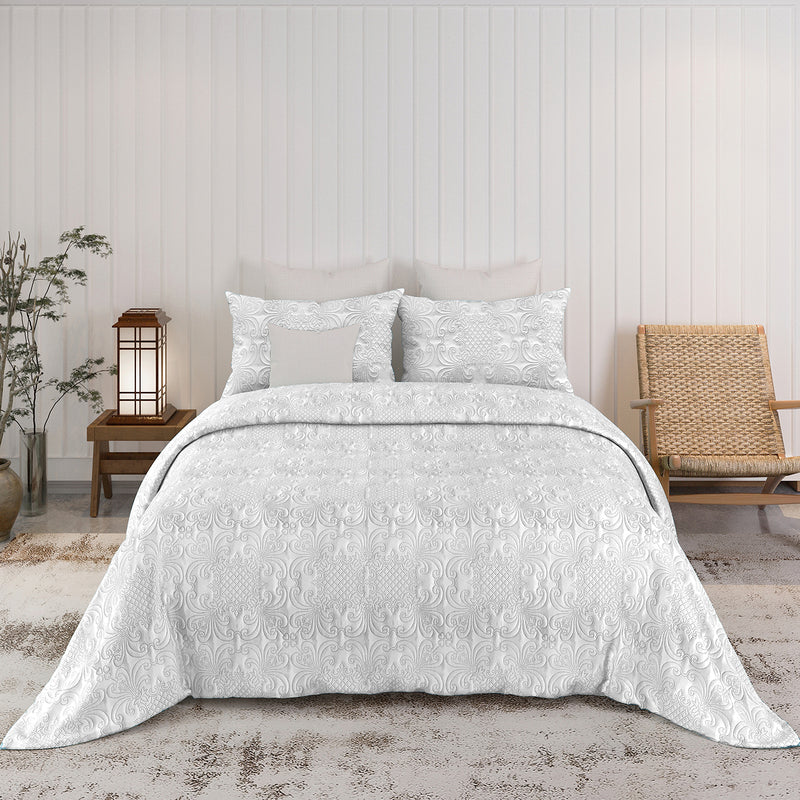 Sensation - Quilted King Bedcover Set with 2 Pillow Covers(White) image 2