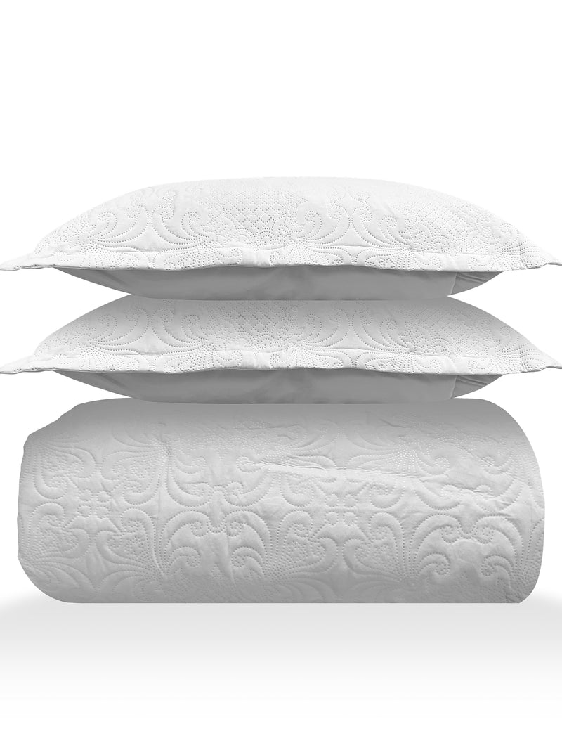 Sensation - Quilted King Bedcover Set with 2 Pillow Covers(White) image 3