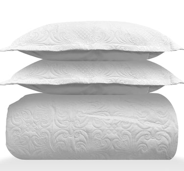 Sensation Quilted Bedcover cum AC comforter Set with 2 Pillow Covers.(White)