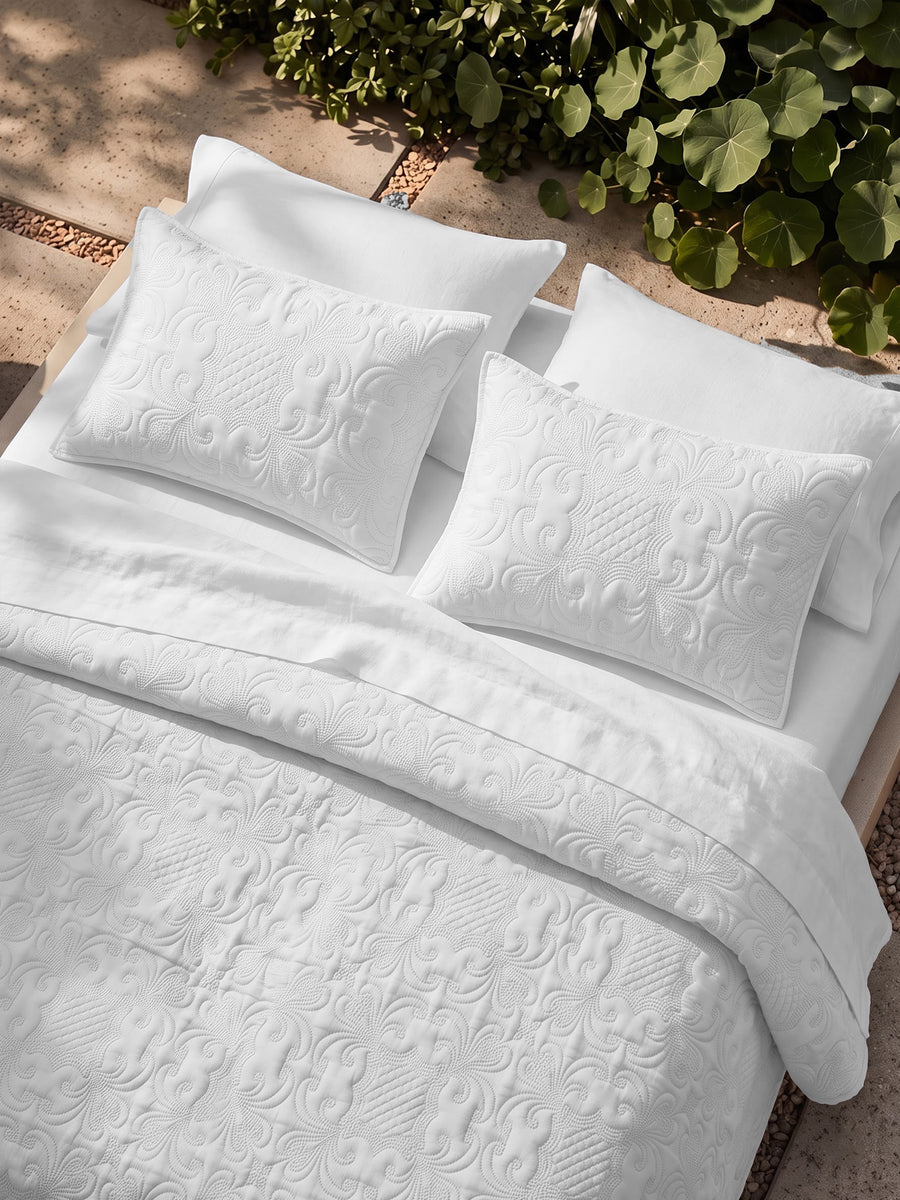 Sensation - Quilted King Bedcover Set with 2 Pillow Covers(White) — view 5