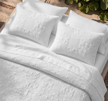 Sensation - Quilted King Bedcover Set with 2 Pillow Covers(White)