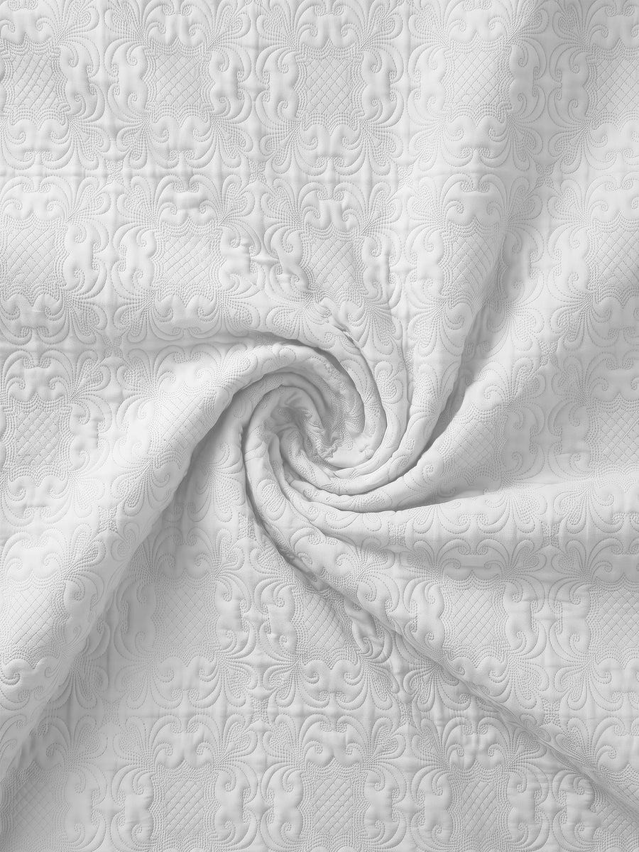 Sensation - Quilted King Bedcover Set with 2 Pillow Covers(White) — view 7