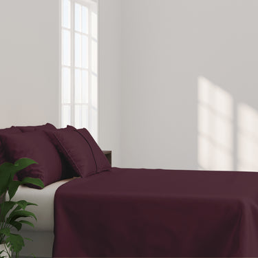 300TC - King size Solid Bedsheet Set (Wine Berry)