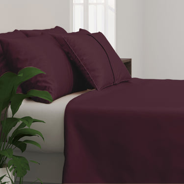 300TC - King size Solid Bedsheet Set (Wine Berry)