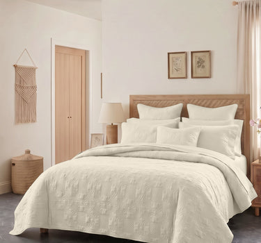 Sensation - Quilted King Bedcover Set with 2 Pillow Covers(Beige)