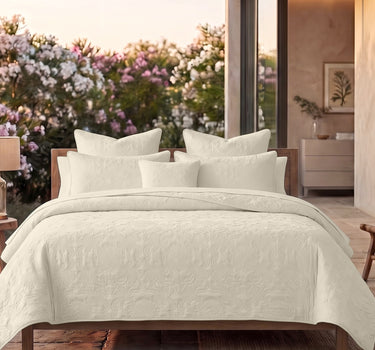 Sensation - Quilted King Bedcover Set with 2 Pillow Covers(Beige)