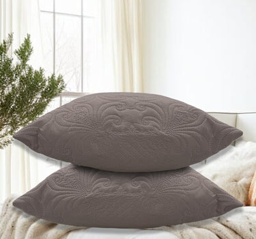 Quilted Cushion Cover Set (2pc)(Mocha)