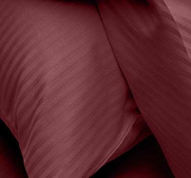 Simple Living - 210TC Satin Stripe Bedsheet Set(Cherry)
