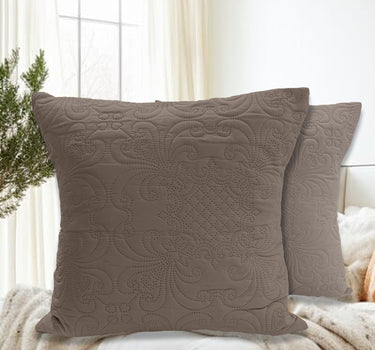 Quilted Cushion Cover Set (2pc)(Mocha)
