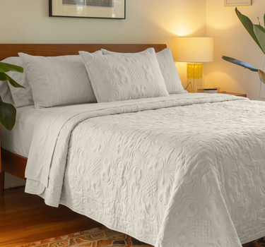 Sensation - Quilted King Bedcover Set with 2 Pillow Covers(Cream)