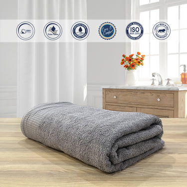 Revive- Pure Cotton Towel for Bath - 500GSM - Fluffy & Soft - Super Absorbent - 1pc Bath Towel (90cm x 180cm) - XXL Size