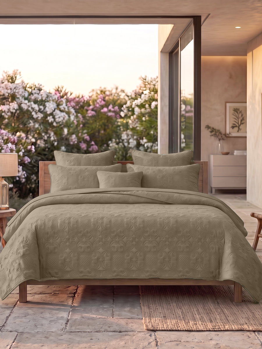 Sensation - Quilted King Bedcover Set with 2 Pillow Covers(Mocha) — view 3