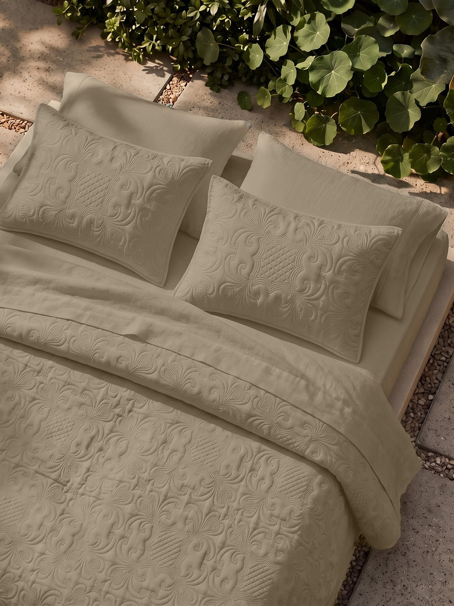 Sensation - Quilted King Bedcover Set with 2 Pillow Covers(Mocha) — view 4