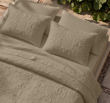 Sensation - Quilted King Bedcover Set with 2 Pillow Covers(Mocha)