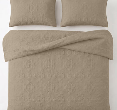 Sensation - Quilted King Bedcover Set with 2 Pillow Covers(Mocha)