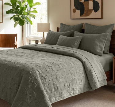 Sensation - Quilted King Bedcover Set with 2 Pillow Covers(Mocha)