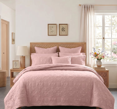 Sensation - Quilted King Bedcover Set with 2 Pillow Covers(Peach)