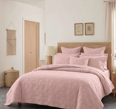 Sensation - Quilted King Bedcover Set with 2 Pillow Covers(Peach)