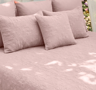 Sensation - Quilted King Bedcover Set with 2 Pillow Covers(Peach)