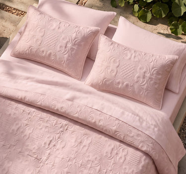 Sensation - Quilted King Bedcover Set with 2 Pillow Covers(Peach)