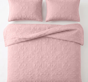 Sensation - Quilted King Bedcover Set with 2 Pillow Covers(Peach)