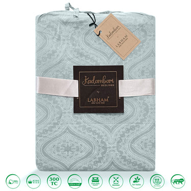Kadambari 300TC Pure Cotton BedSheet Set(Pearl Blue)