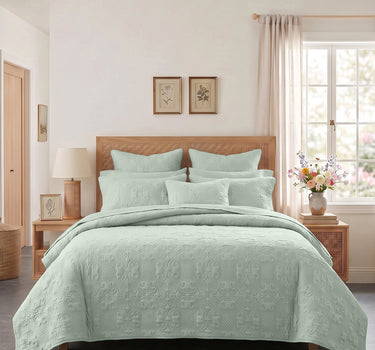 Sensation - Quilted King Bedcover Set with 2 Pillow Covers(Pistachio)