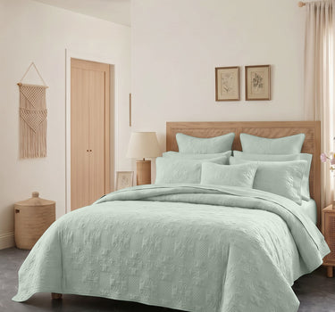 Sensation - Quilted King Bedcover Set with 2 Pillow Covers(Pistachio)