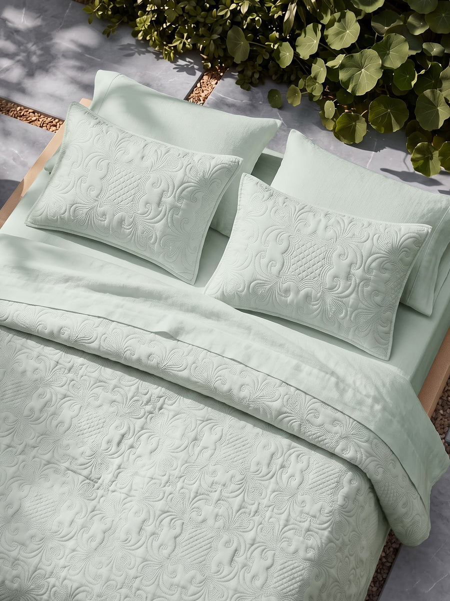 Sensation - Quilted King Bedcover Set with 2 Pillow Covers(Pistachio) — view 5