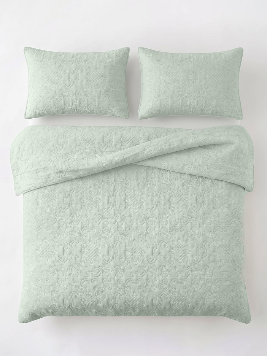 Sensation - Quilted King Bedcover Set with 2 Pillow Covers(Pistachio) — view 6