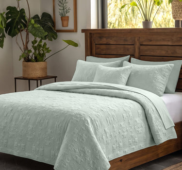 Sensation - Quilted King Bedcover Set with 2 Pillow Covers(Pistachio)