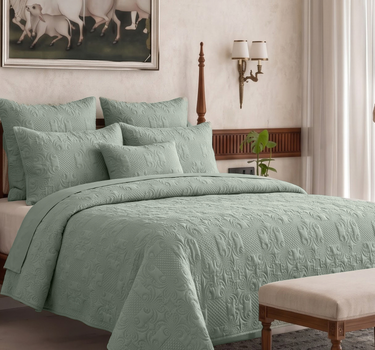 Sensation - Quilted King Bedcover Set with 2 Pillow Covers(Sage Green)