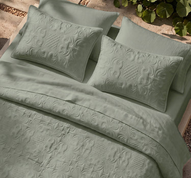 Sensation - Quilted King Bedcover Set with 2 Pillow Covers(Sage Green)