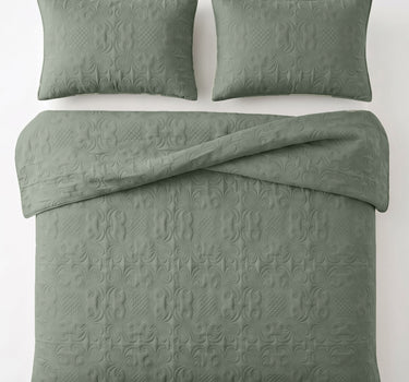 Sensation - Quilted King Bedcover Set with 2 Pillow Covers(Sage Green)