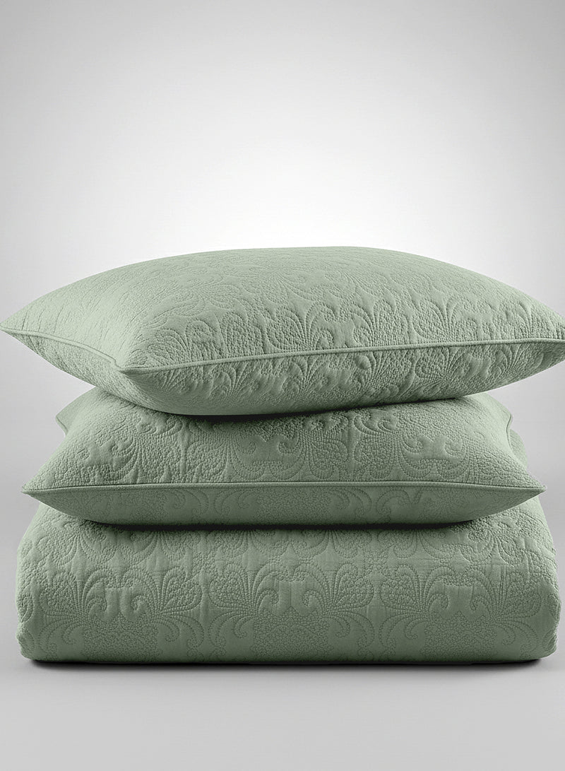 Sensation - Quilted King Bedcover Set with 2 Pillow Covers(Sage Green) image 3