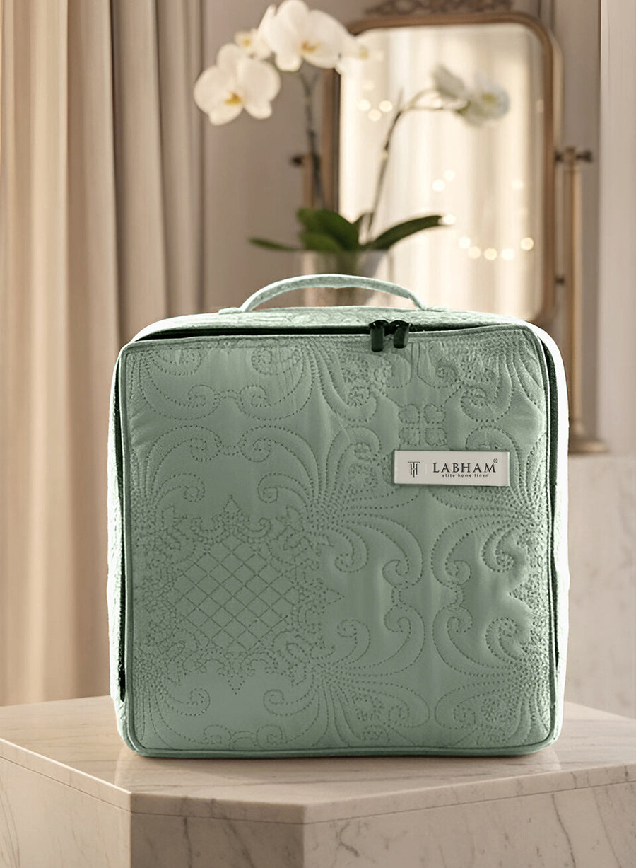 Sensation - Quilted King Bedcover Set with 2 Pillow Covers(Sage Green) — view 4