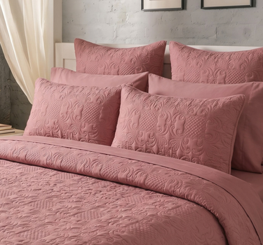 Sensation - Quilted King Bedcover Set with 2 Pillow Covers(Terra Cotta)