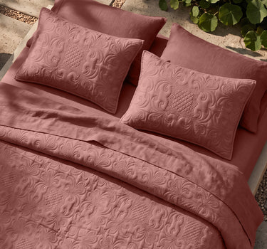 Sensation - Quilted King Bedcover Set with 2 Pillow Covers(Terra Cotta)