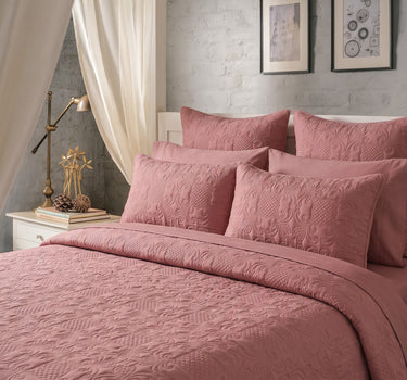 Sensation - Quilted King Bedcover Set with 2 Pillow Covers(Terra Cotta)