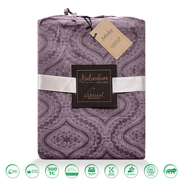Kadambari 300TC Pure Cotton BedSheet Set(Vintage Violet)