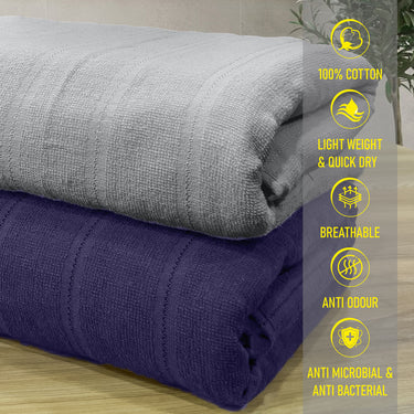 Quickdry - Pack of 2 Super Soft Bath Towels (Silver&Violet)